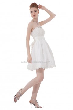 Short/Mini Strapless Lace Wedding Dresses WD010030
