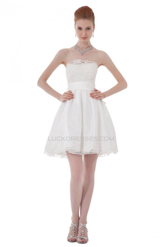 Short/Mini Strapless Lace Wedding Dresses WD010030