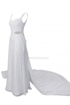 Sheath/Column Straps Chapel Train Lace Wedding Dresses WD010034