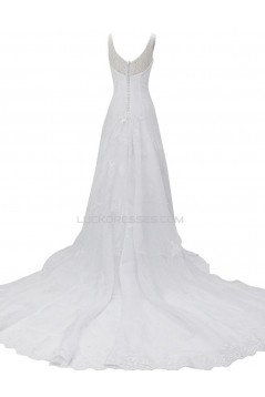 A-line Chapel Train Lace Bateau Wedding Dresses WD010035
