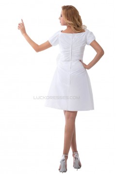 A-line Short Sleeves Short Wedding Dresses WD010038