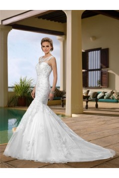 Trumpet/Mermaid Sweetheart Court Train Beaded Lace Wedding Dresses WD010042