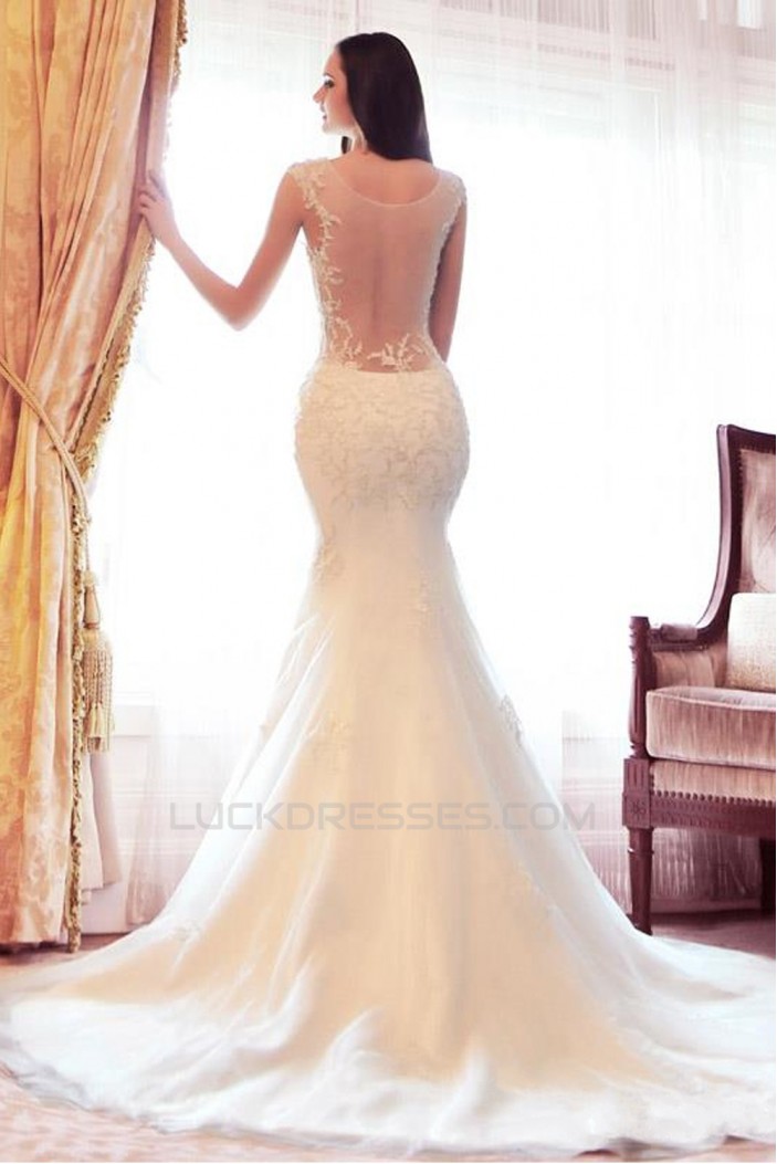 Trumpet/Mermaid Sweetheart Court Train Lace Wedding Dresses WD010043