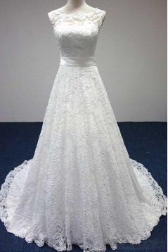 A-line Court Train Lace Wedding Dresses WD010045