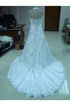 A-line Halter Chapel Train Bridal Wedding Dresses WD010055