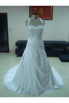 A-line Halter Chapel Train Bridal Wedding Dresses WD010055