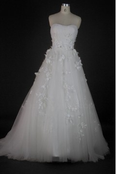 A-line Strapless Court Train Bridal Wedding Dresses WD010071