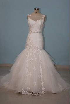 Trumpet/Mermaid Beaded Applique Bridal Wedding Dresses WD010074