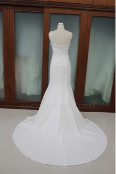 Trumpet/Mermaid One Shoulder Beaded Bridal Wedding Dresses WD010107