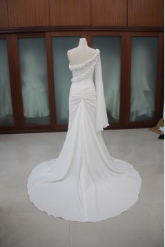 Sheath/Column One Shoulder Chiffon Bridal Wedding Dresses WD010113