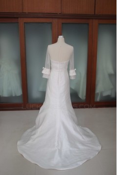 Trumpet/Mermaid 3/4 Sleeves Beaded Bridal Wedding Dresses WD010118