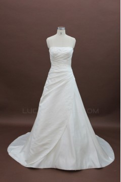 A-line Strapless Court Train Bridal Wedding Dresses WD010129