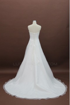 A-line Strapless Court Train Bridal Wedding Dresses WD010134