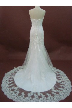 Trumpet/Mermaid Straps Sleeves Court Train Lace Bridal Wedding Dresses WD010162