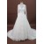 A-line V-neck Long Sleeves Chapel Train Lace Bridal Wedding Dresses WD010169