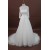 A-line Chapel Train 3/4 Sleeves Lace Bridal Wedding Dresses WD010174
