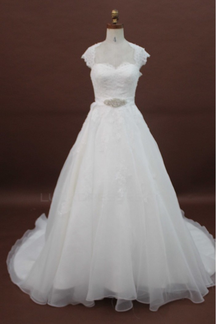 A-line Chapel Train Lace Bridal Wedding Dresses WD010175