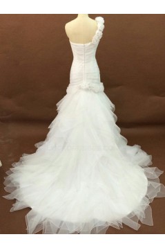 Trumpet/Mermaid One Shoulder Court Train Bridal Wedding Dresses WD010196