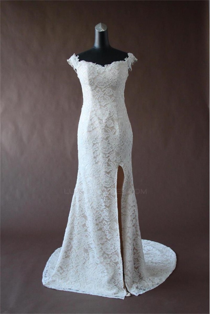 Trumpet/Mermaid Off the Shoulder Lace Bridal Wedding Dresses WD010198