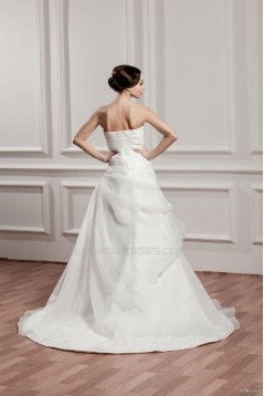 A-line Strapless Court Train Bridal Wedding Dress WD010230