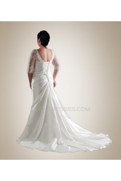 Trumpet/Mermaid Half-Sleeve Plus Size Bridal Wedding Dress WD010239