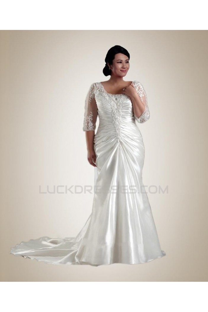 Trumpet/Mermaid Half-Sleeve Plus Size Bridal Wedding Dress WD010239