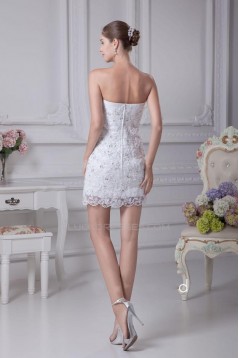 Short/Mini Strapless Beaded Applique Bridal Wedding Dress WD010255