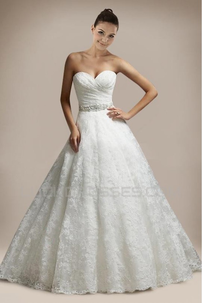 A-line Sweetheart Beaded Lace Bridal Gown WD010258