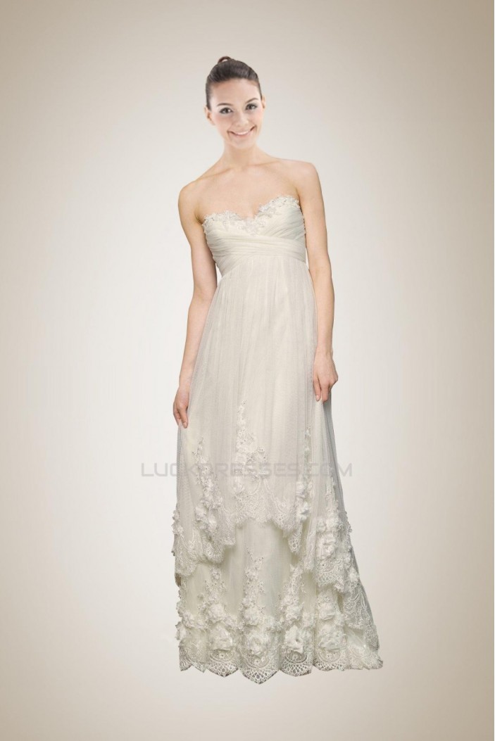 Empire Sweetheart Court Train Lace Bridal Gown Maternity Dresses WD010266