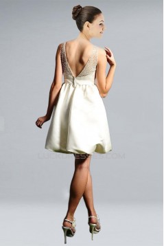 Short Ball Gown Beaded V-neck Bridal Gown WD010273