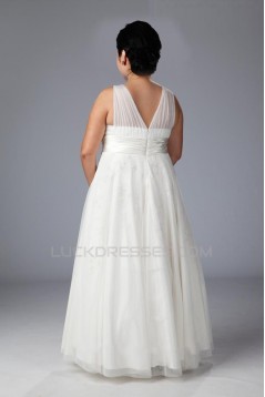 A-line V-neck Floor Length Plus Size Bridal Gown WD010274