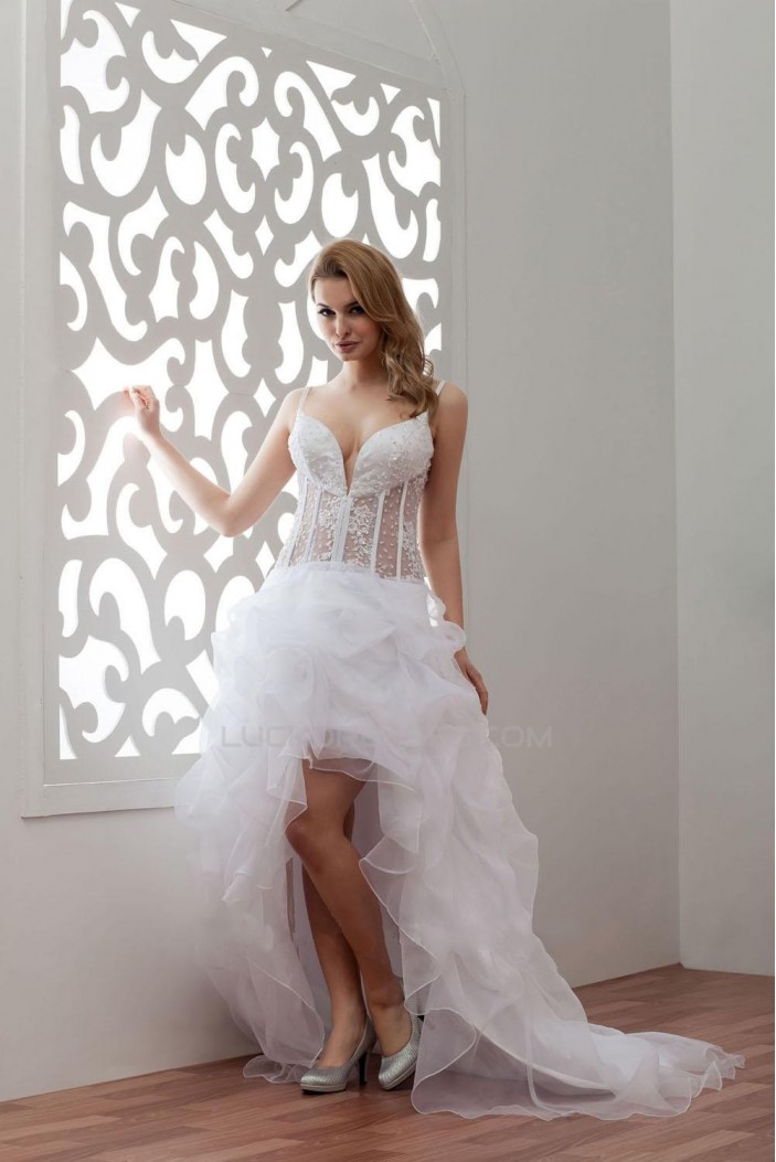 Sexy High Low Court Train Bridal Gown WD010276