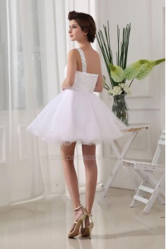 A-line One Shoulder Short/Mini Beaded Bridal Wedding Dresses WD010282