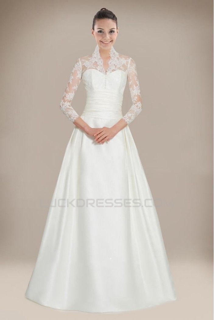 A-line Long Sleeves Court Train Bridal Wedding Dresses WD010283