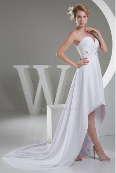 High Low Sweetheart Beaded Chiffon Bridal Wedding Dresses WD010286