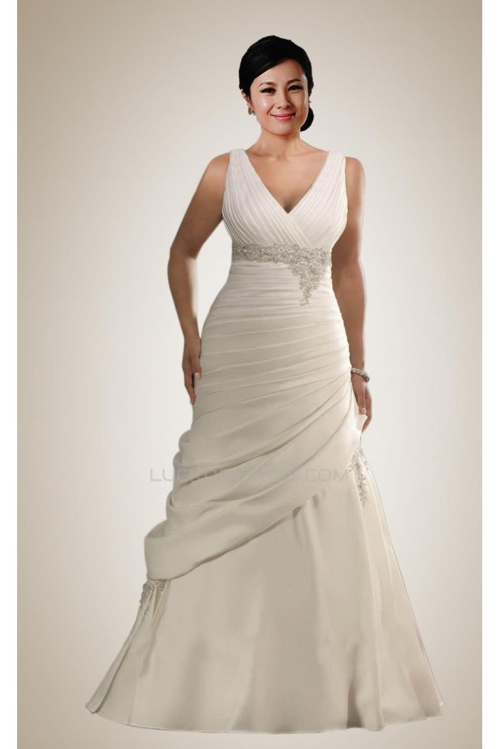Elegant V-neck Plus Size Bridal Wedding Dresses WD010308