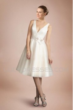 A-line V-neck Short Bridal Wedding Dresses WD010339