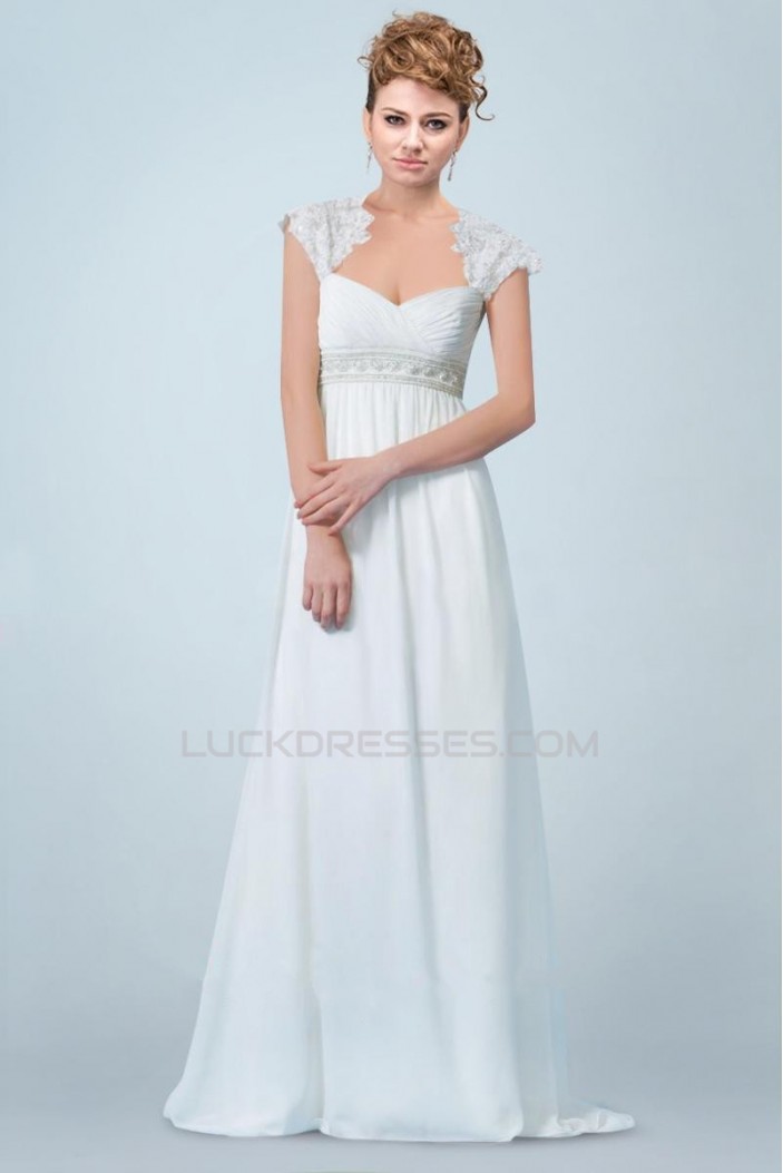 Empire Beaded Lace and Chiffon Maternity Bridal Wedding Dresses WD010341