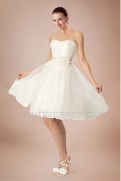 A-line Strapless Short Bridal Wedding Dresses WD010342