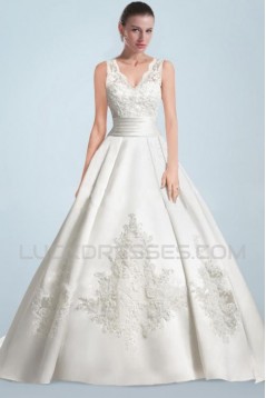 A-line V-neck Lace Bridal Wedding Dresses WD010346