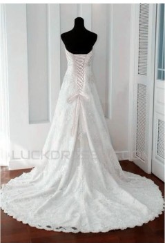 A-line Sweetheart Court Train Lace Bridal Wedding Dresses WD010357