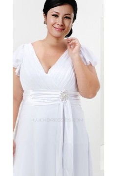 Sheath/Column V-neck Chiffon Plus Size Bridal Wedding Dresses WD010368