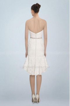 High Low Sweetheart Short Beaded Lace Bridal Wedding Dresses WD010374