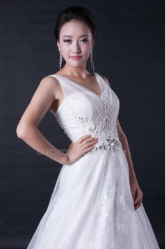 A-line Straps Beaded Lace Bridal Wedding Dresses WD010384