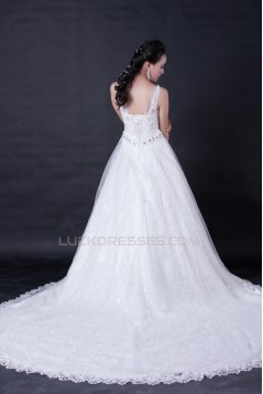 A-line Straps Beaded Lace Bridal Wedding Dresses WD010384
