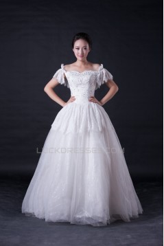 Ball Gown Off the Shoulder Beaded Lace Bridal Wedding Dresses WD010394
