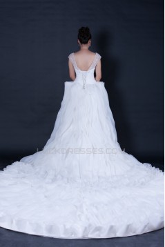 Ball Gown Off the Shoulder Beaded Cathedral Train Bridal Wedding Dresses WD010402