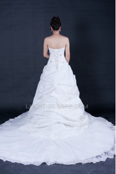 A-line Sweetheart Cathedral Train Beaded Bridal Wedding Dresses WD010403