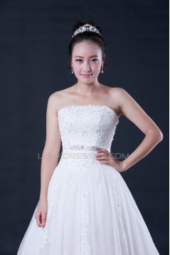 A-line Strapless Beaded Bridal Wedding Dresses WD010405
