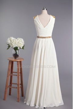 Sheath/Column V-neck Beaded Chiffon Bridal Wedding Dresses WD010420